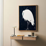 Silkehejre i regnvejr på blå baggrund, ca. 1930