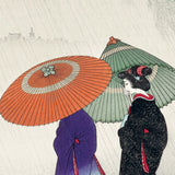 Kvinder og svaler i regn, ca. 1930