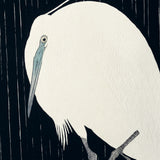 Silkehejre i regnvejr på blå baggrund, ca. 1930