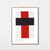 Stort kors i sort over rød på hvid, 1920